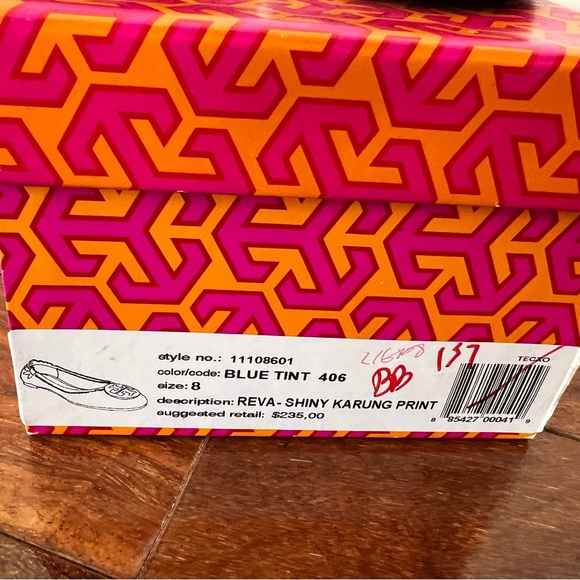 Tory Burch Reva Ballet Flats in Shiny Karung Print Size 8 - Picture 4 of 7